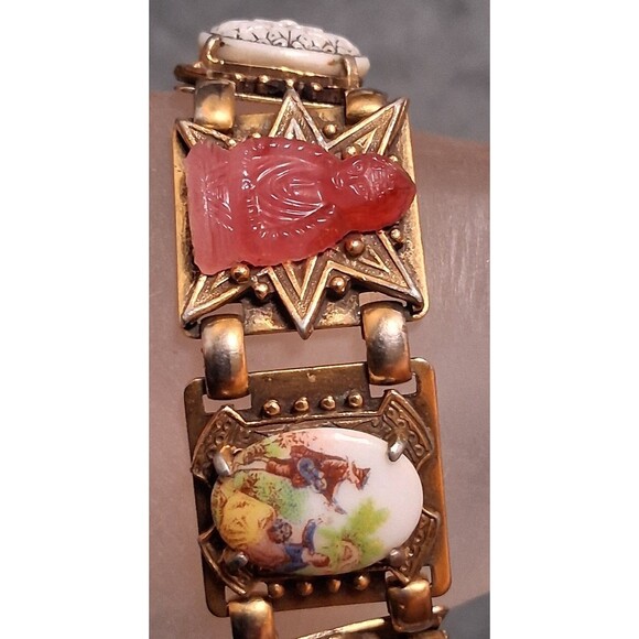 Victorian Revival Panel Bracelet Dragons Breath Buddah Fragonard - Picture 6 of 11
